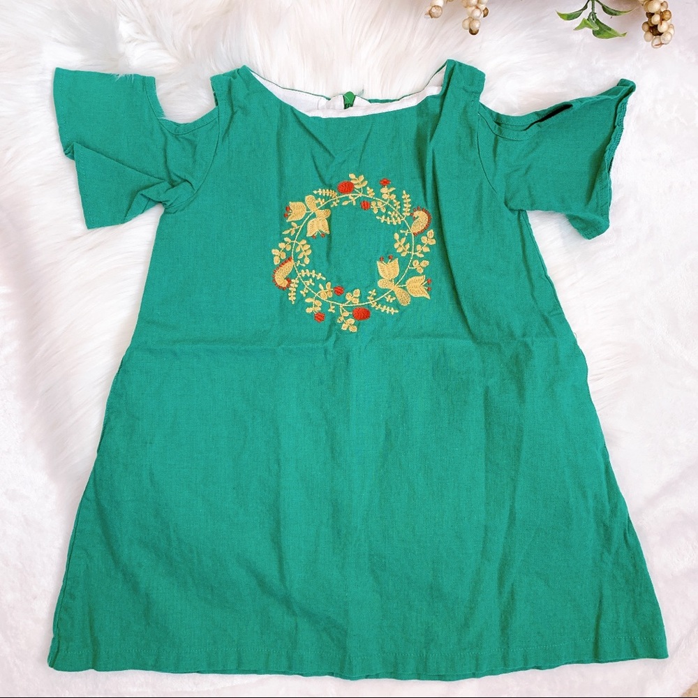 Boutique Toddler Girl Embroidered Linen Dress